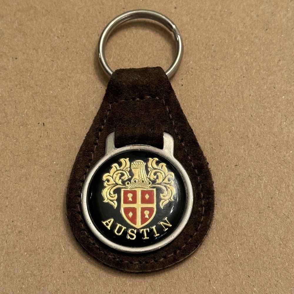 Austin Brown Suede Teardrop Keychain Car Automobile England British